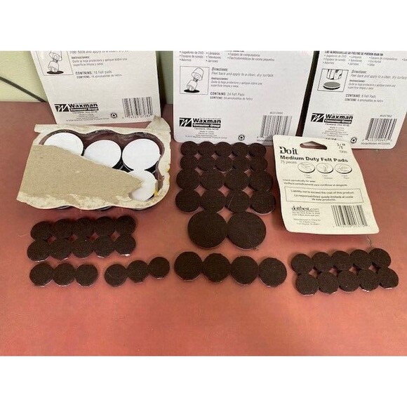 152 Mixed Sizes Lot Brown Felt Pads Round Self-Stick Soft Touch Waxman Do-It - Picture 7 of 7